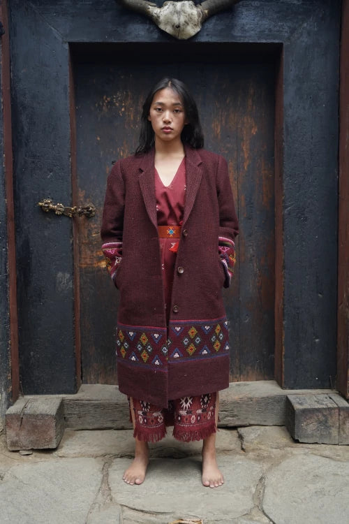 Yatha Over Coat (Maroon)